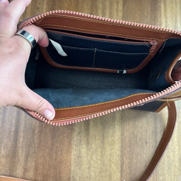 Navy Blue and Brown Leather Dooney and Bourke Crossbody Bag - Picture 12 of 12